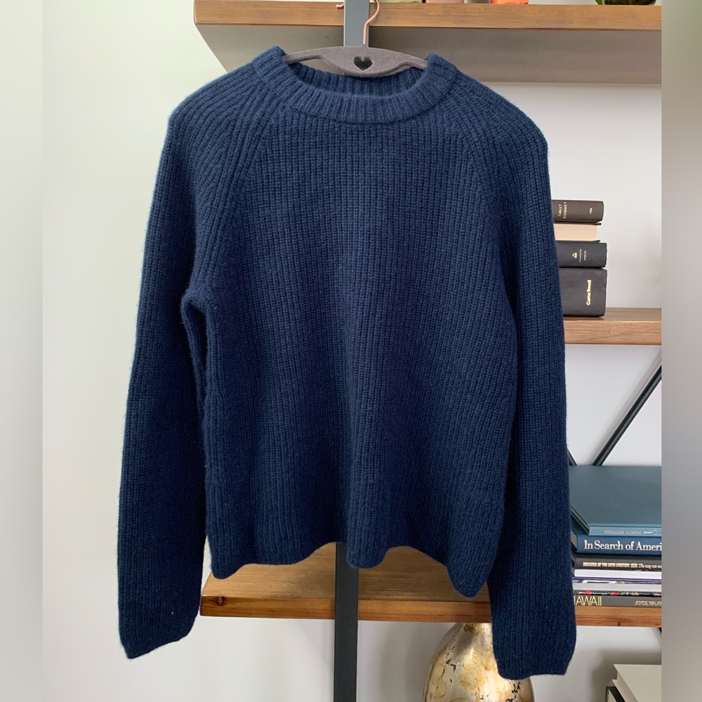 Quince Mongolian Cashmere Fisherman Crewneck Sweater, M